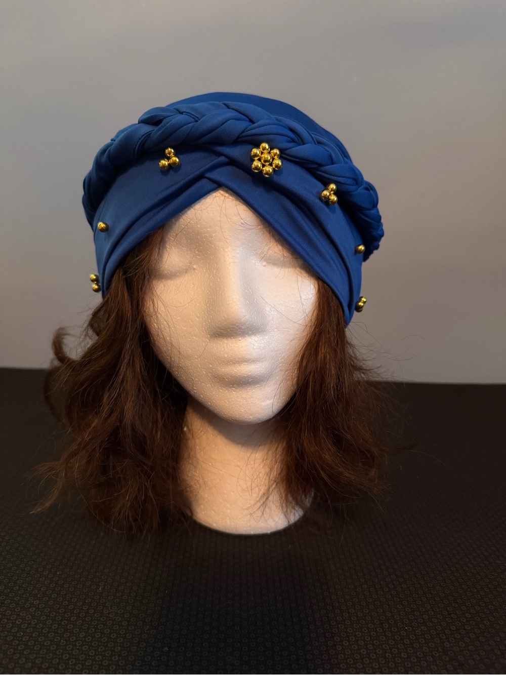 Braided wrap around turban hats - Lot of 5 - very soft polyester with decoration